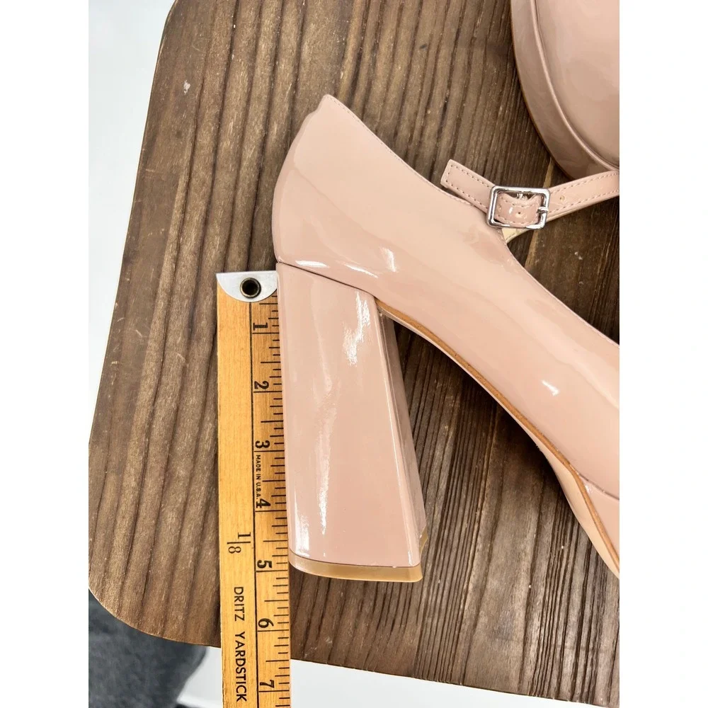 Nine West Pretz Platform Mary Jane Pumps NIB Light Natural 9M Retro 70s Style